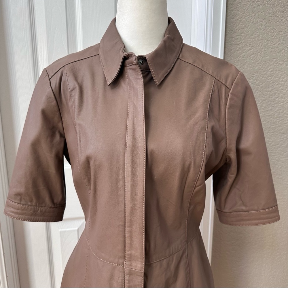 Elegant Brown Leather Women's Dress